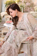 Pearl Ivory & Pastel Blush Accent: Embroidered Chiffon Suit