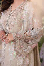 Pearl Ivory & Pastel Blush Accent: Embroidered Chiffon Suit