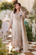 Pearl Ivory & Pastel Blush Accent: Embroidered Chiffon Suit
