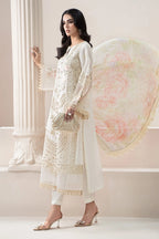 The Pastel Blossom: Schiffli & Floral Embroidered Cotton Suit | Ready To Wear