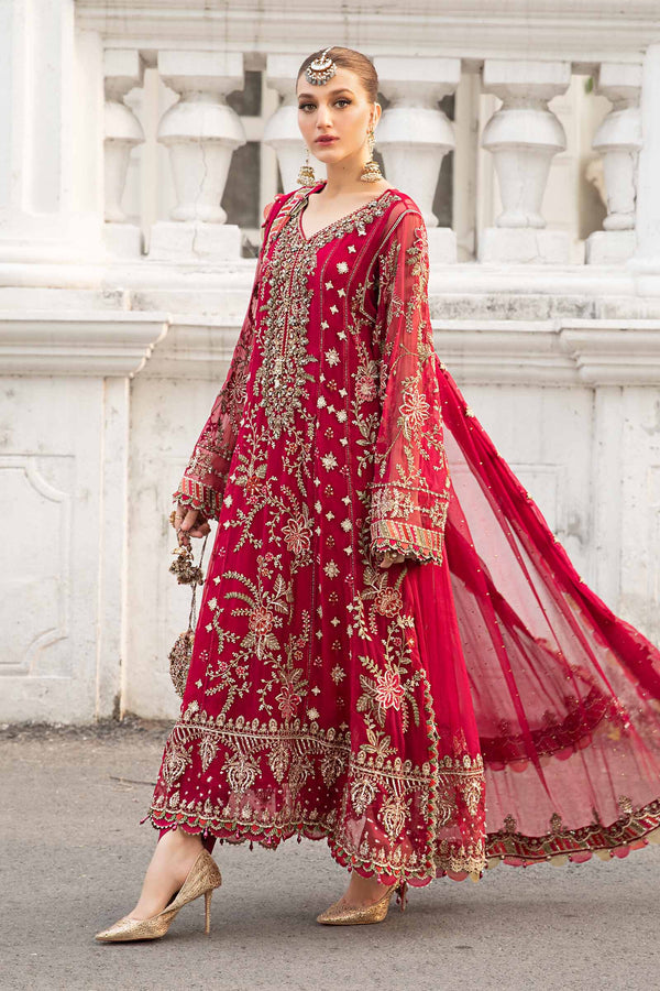 3-Piece Ciffon Heavy Embroidered Dress With Silk Trouser