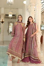 03-Piece Printed Khaddi Net With Embroidery | Ready To Wear