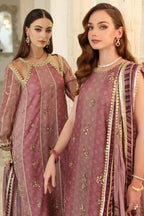 03-Piece Printed Khaddi Net With Embroidery | Ready To Wear
