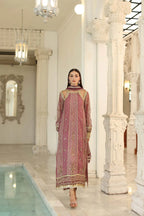 03-Piece Printed Khaddi Net With Embroidery | Ready To Wear
