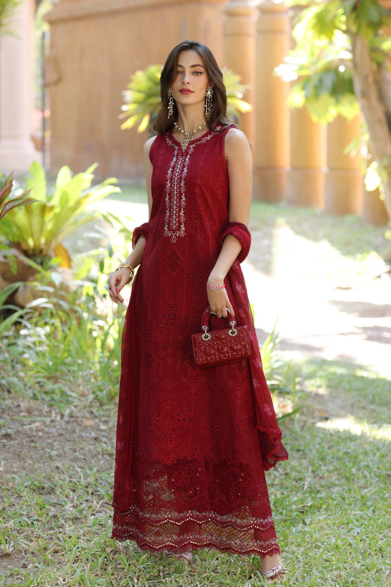 03-Piece Embroidered Lawn Suit With Chiffon Dupatta | Ready To Wear
