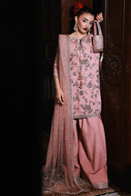 The Vintage Rose: Embroidered Silk Floral Kurta & Net Dupatta | Ready To Wear