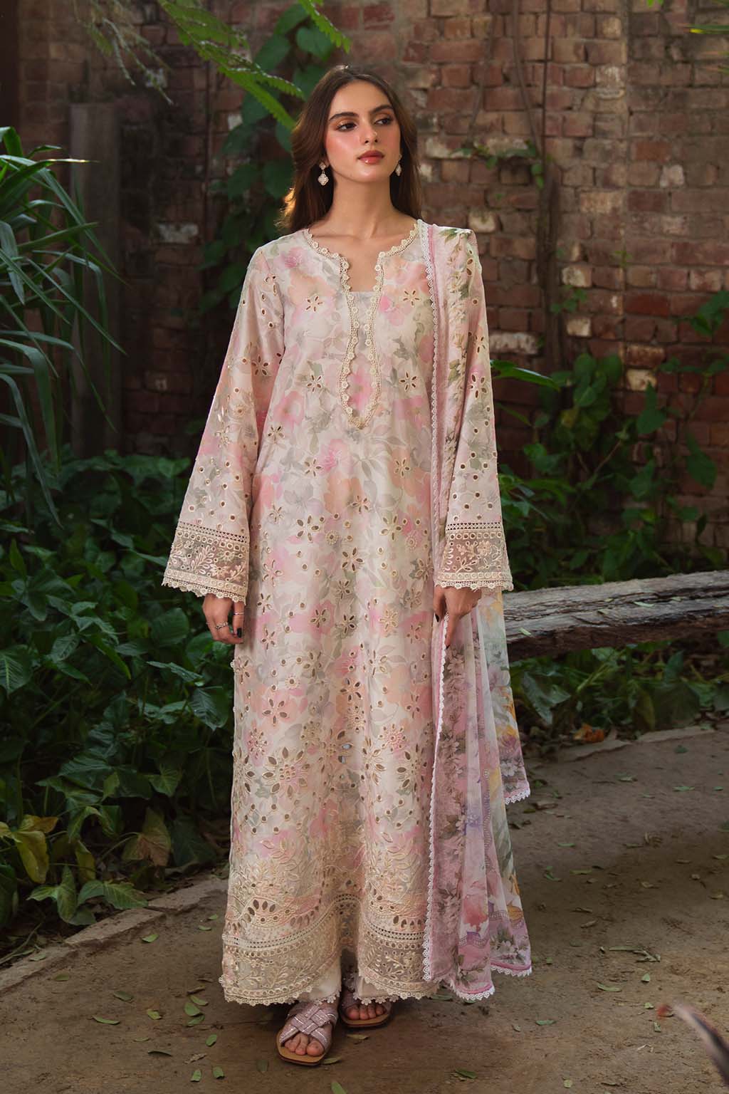 03-PIECE CHIKANKARI EMBROIDERED LAWN DRESS - Kapra Collection