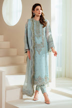3-Piece Ciffon Heavy Embroidered Dress With Silk Trouser