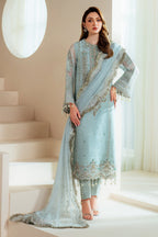 3-Piece Ciffon Heavy Embroidered Dress With Silk Trouser