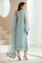 3-Piece Ciffon Heavy Embroidered Dress With Silk Trouser