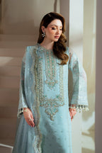 3-Piece Ciffon Heavy Embroidered Dress With Silk Trouser