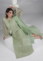 Mint Green - Embroidered Chiffon Suit | Ready To Wear