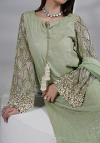 Mint Green - Embroidered Chiffon Suit | Ready To Wear