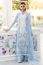 Sky Blue: Embroidered Lawn Suit With Organza Dupatta | Ready To Wear