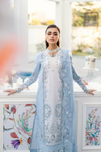 Sky Blue: Embroidered Lawn Suit With Organza Dupatta | Ready To Wear