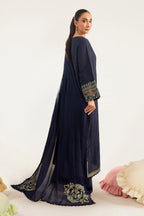 Navy Blue & Multi-Color: Embroidered Chiffon Suit | Ready To Wear
