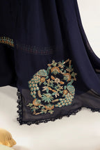 Navy Blue & Multi-Color: Embroidered Chiffon Suit | Ready To Wear