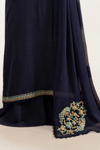 Navy Blue & Multi-Color: Embroidered Chiffon Suit | Ready To Wear