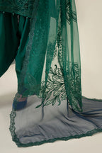 03-Piece Embroidered Raw Silk Suit With Organza Dupatta | Ready To Wear
