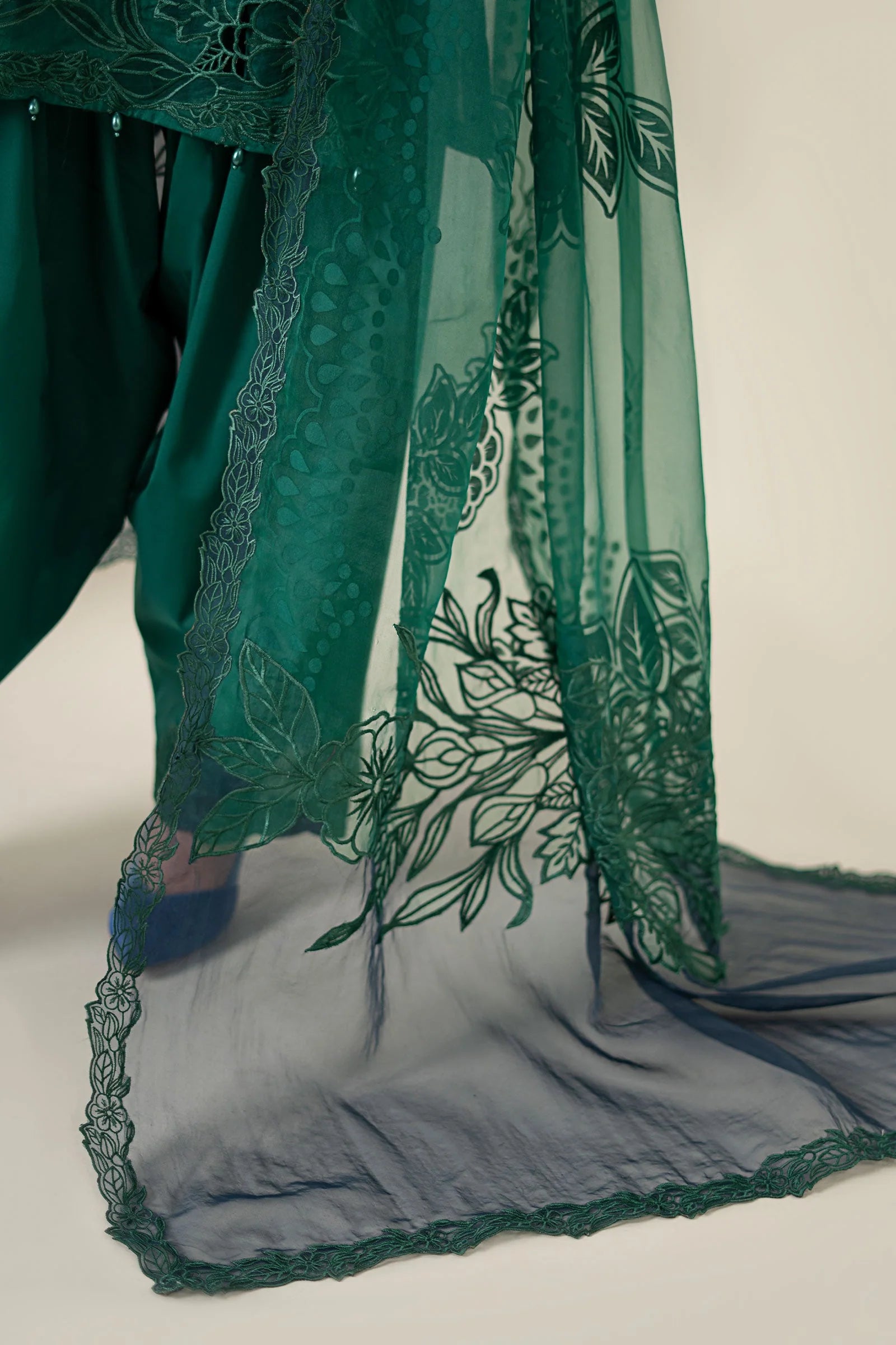 03-Piece Embroidered Raw Silk Suit With Organza Dupatta | Ready To Wear