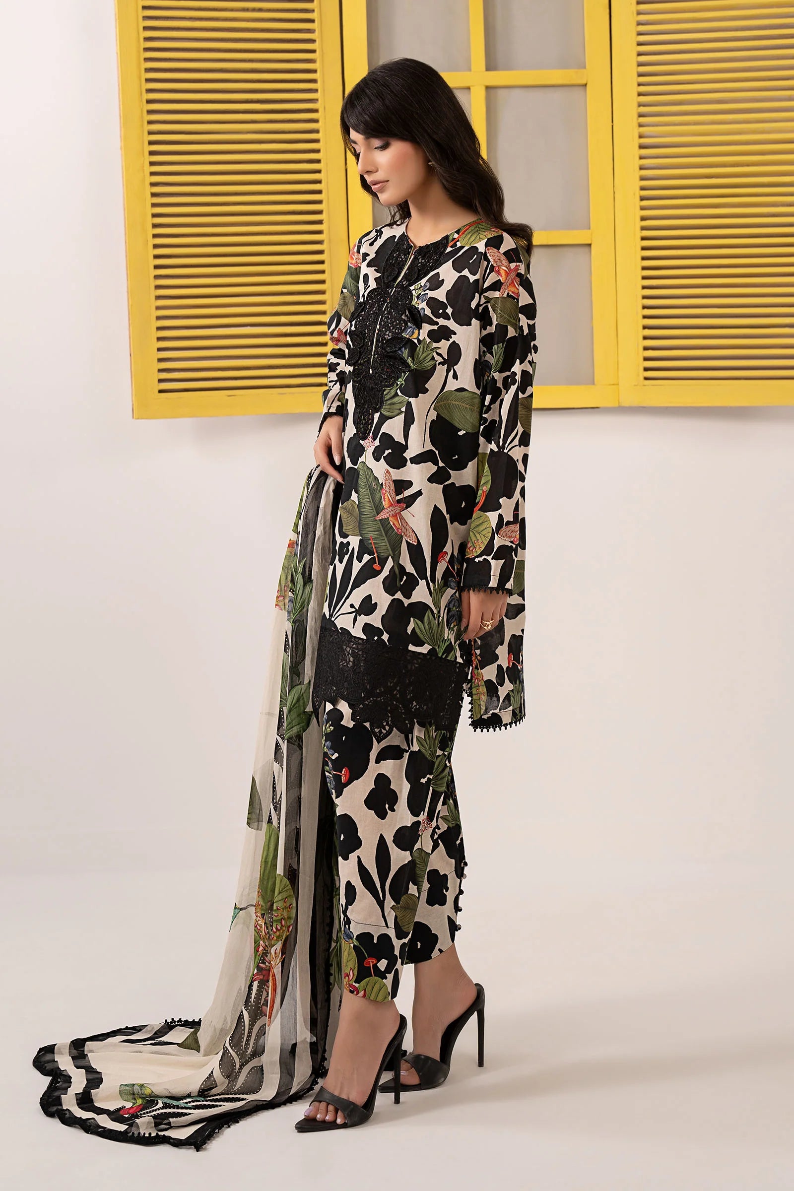 03-Piece Printed Lawn Suit With Embroidery | Ready To Wear