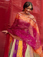 Multi Color- 03-Piece Raw Silk Maxi With Organza Dupatta | Ready To Wear