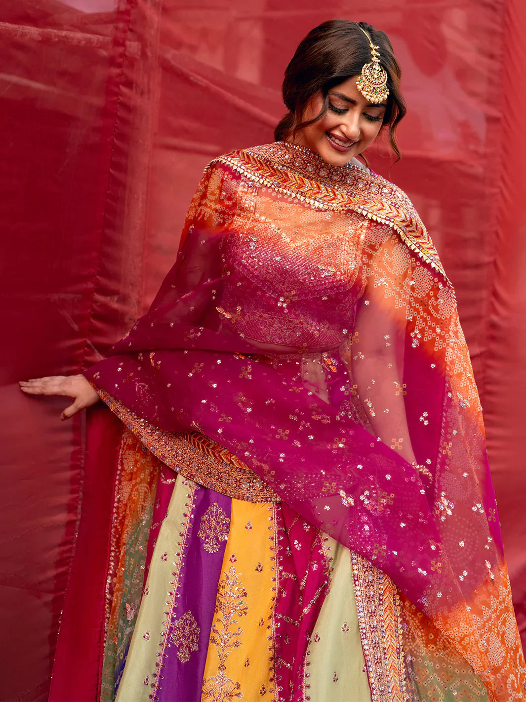Multi Color- 03-Piece Raw Silk Maxi With Organza Dupatta | Ready To Wear