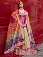 Multi Color- 03-Piece Raw Silk Maxi With Organza Dupatta | Ready To Wear