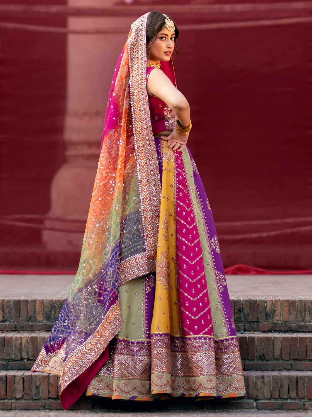 Multi Color- 03-Piece Raw Silk Maxi With Organza Dupatta | Ready To Wear
