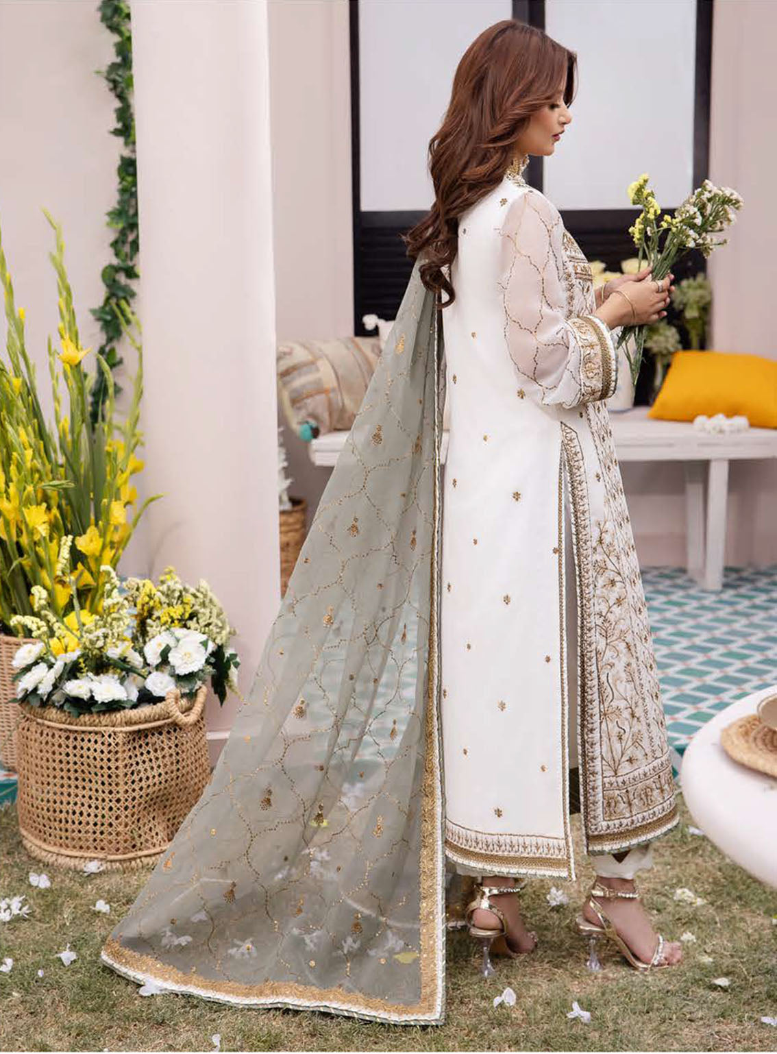Dhanak Rang  Embroidered Chiffon Suits Stitched 3 Piece Suit