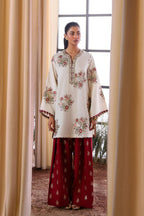 02-Piece Luxury Embroidered Shamoze Silk Suit - Ready To Wear