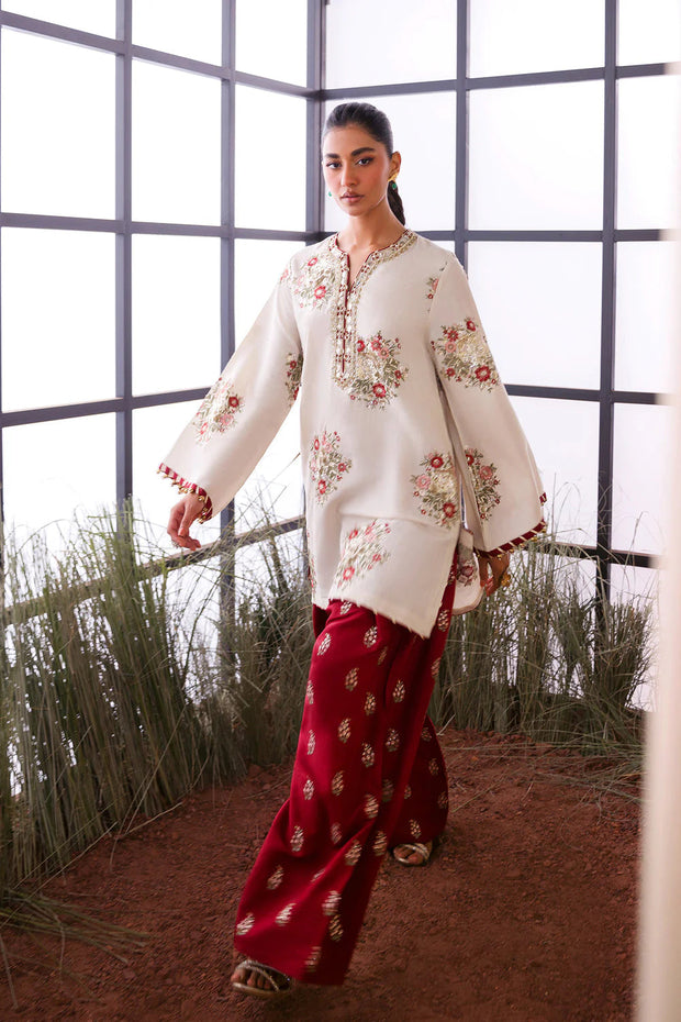 02-Piece Luxury Embroidered Shamoze Silk Suit - Ready To Wear