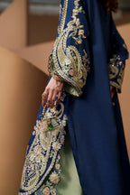 Royal Indigo Blue: Embroidered Silk Kaftan | Ready To Wear