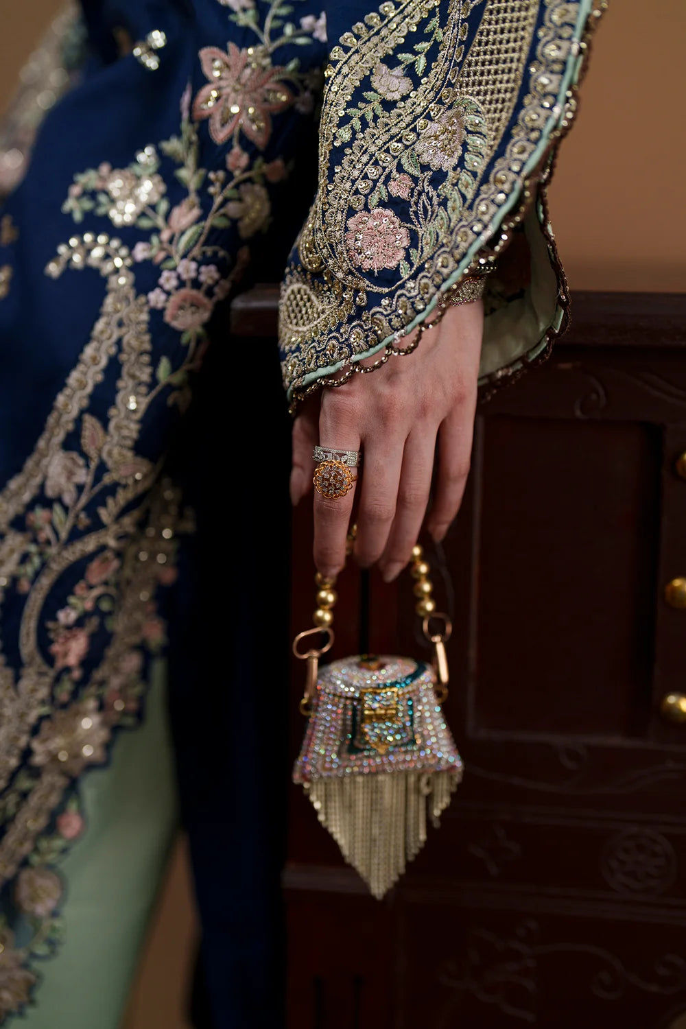 Royal Indigo Blue: Embroidered Silk Kaftan | Ready To Wear
