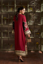 Maroon Charmoush Silk 3-Piece Suit | Ready To Wear