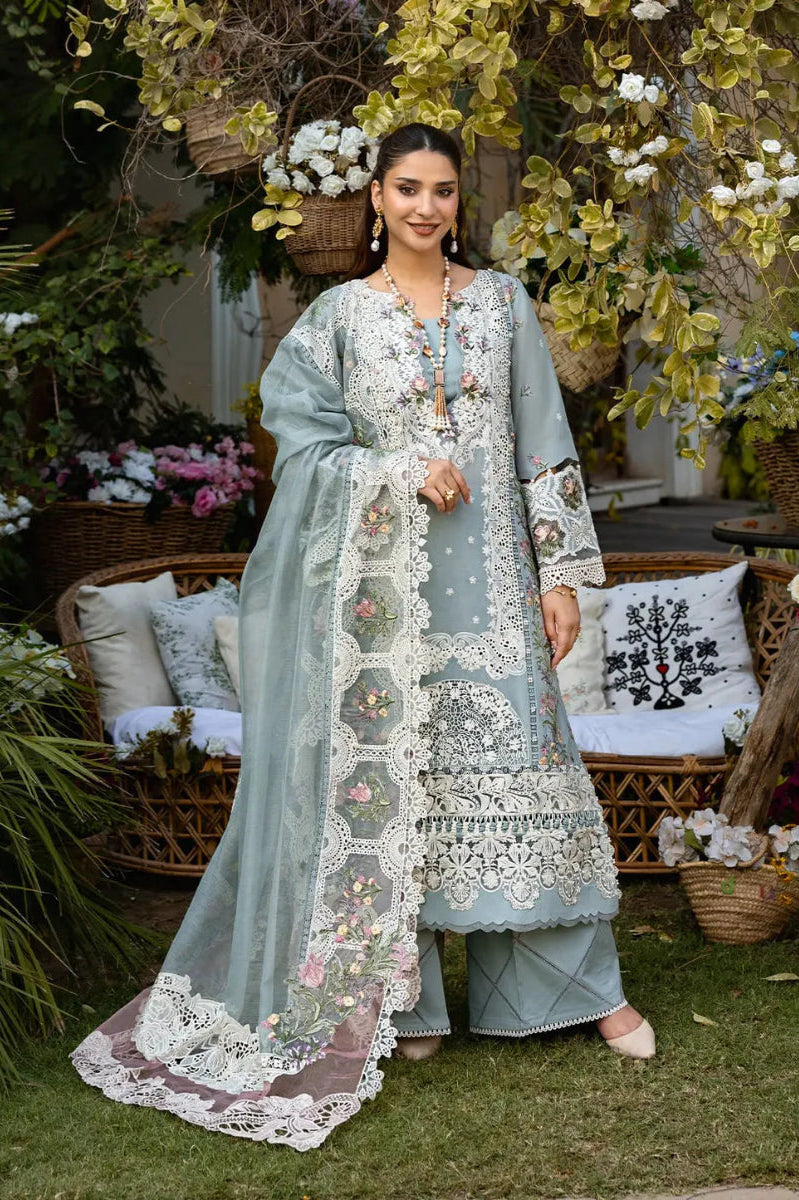 03-Piece Embroidered Cotton Suit With Net Dupatta | Ready To Wear