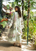 Mint Meadow Blossom: Printed Lawn Suit With Embroidery | Ready To Wear