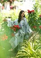 Mint Meadow Blossom: Printed Lawn Suit With Embroidery | Ready To Wear