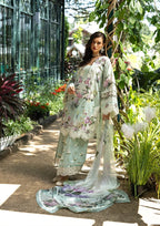 Mint Meadow Blossom: Printed Lawn Suit With Embroidery | Ready To Wear