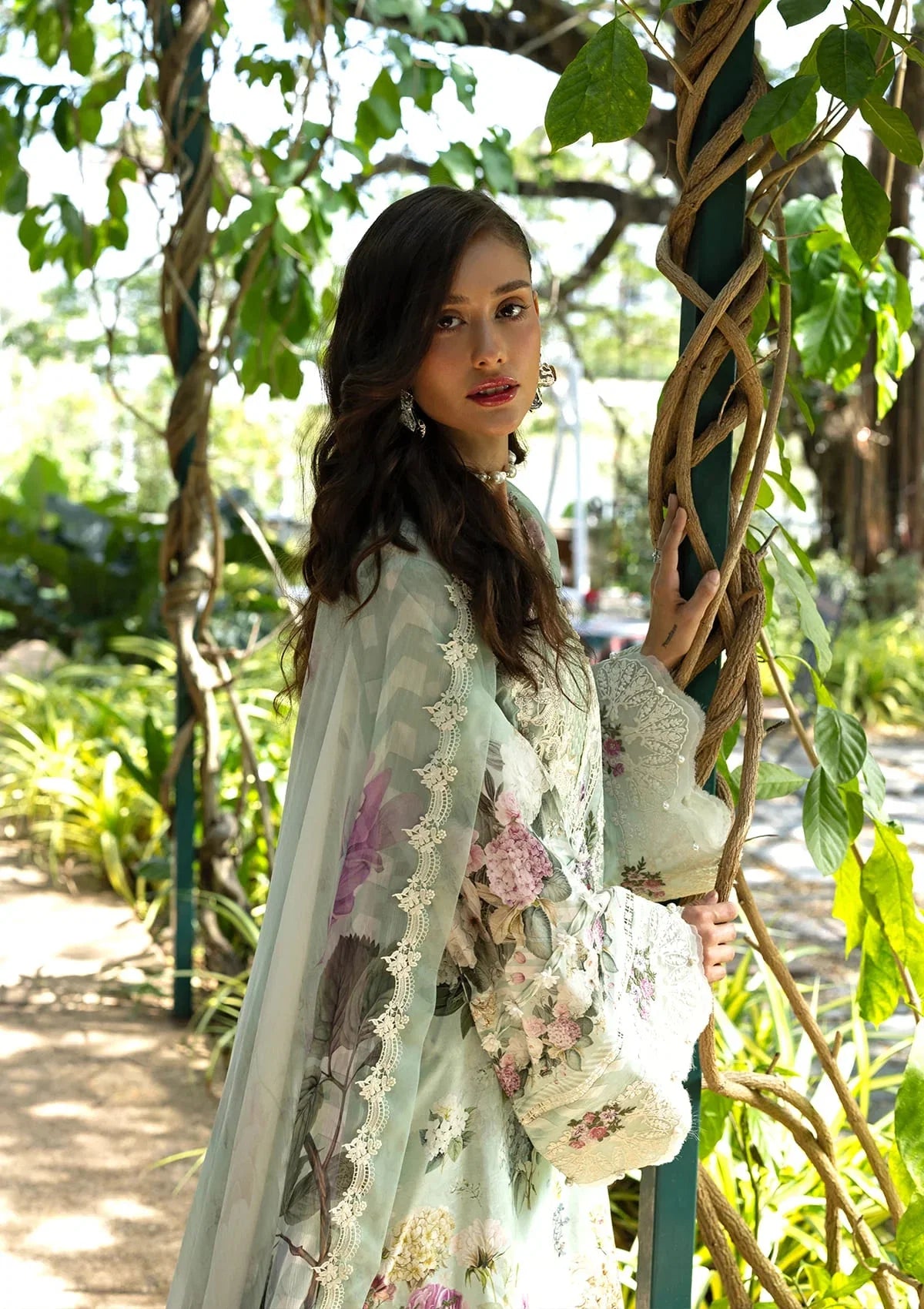 Mint Meadow Blossom: Printed Lawn Suit With Embroidery | Ready To Wear