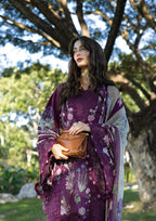 Rich Plum: Printed Lawn Suit With Chiffon Dupatta | Ready To Wear