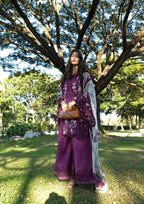Rich Plum: Printed Lawn Suit With Chiffon Dupatta | Ready To Wear