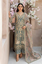 The Pastel Royalty: Heavy Embroidered Organza Suit With Silk Trouser | Ready To Wear