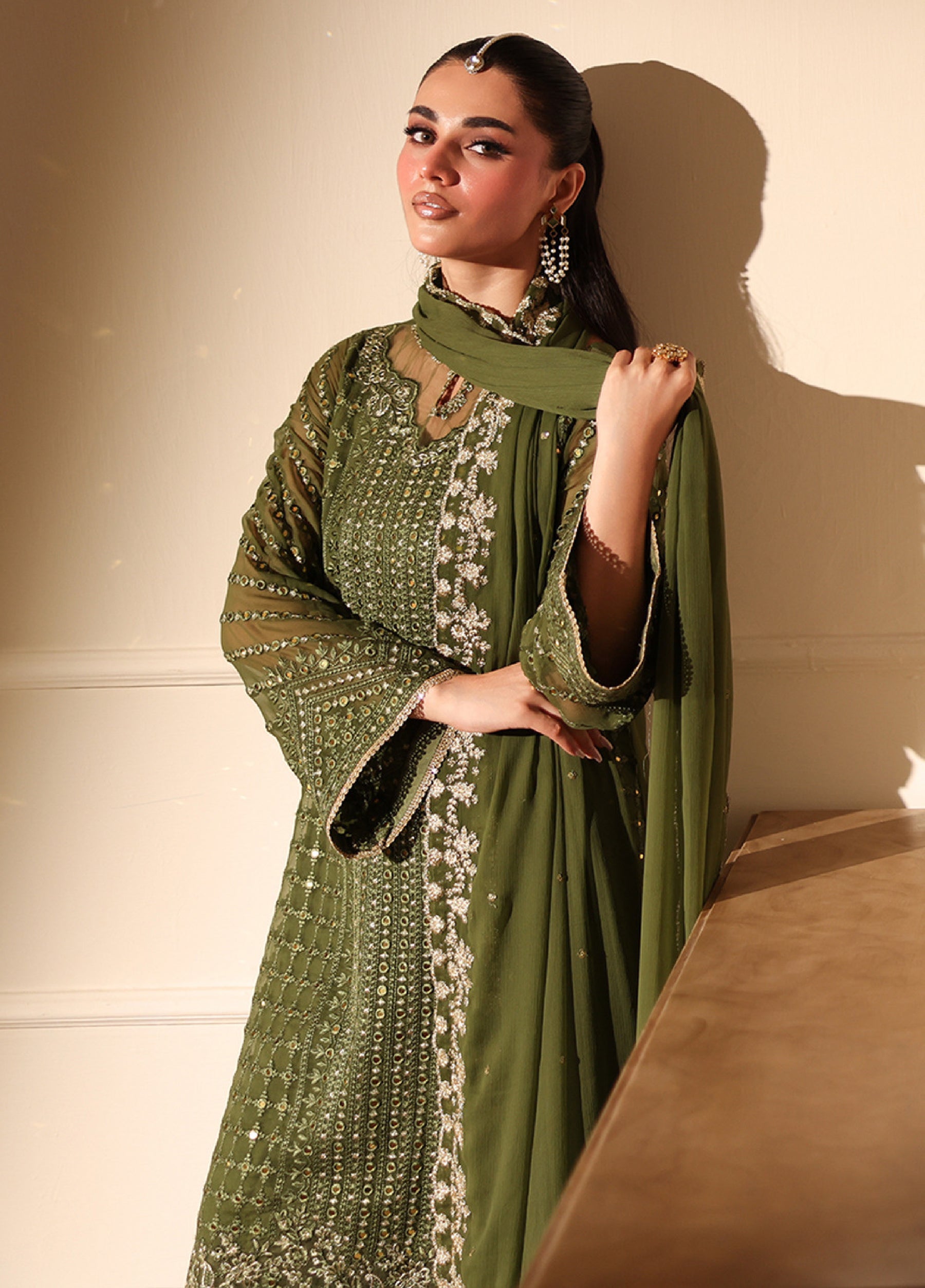3  Piece Stitched Chiffon  Suit - Ready to Wear