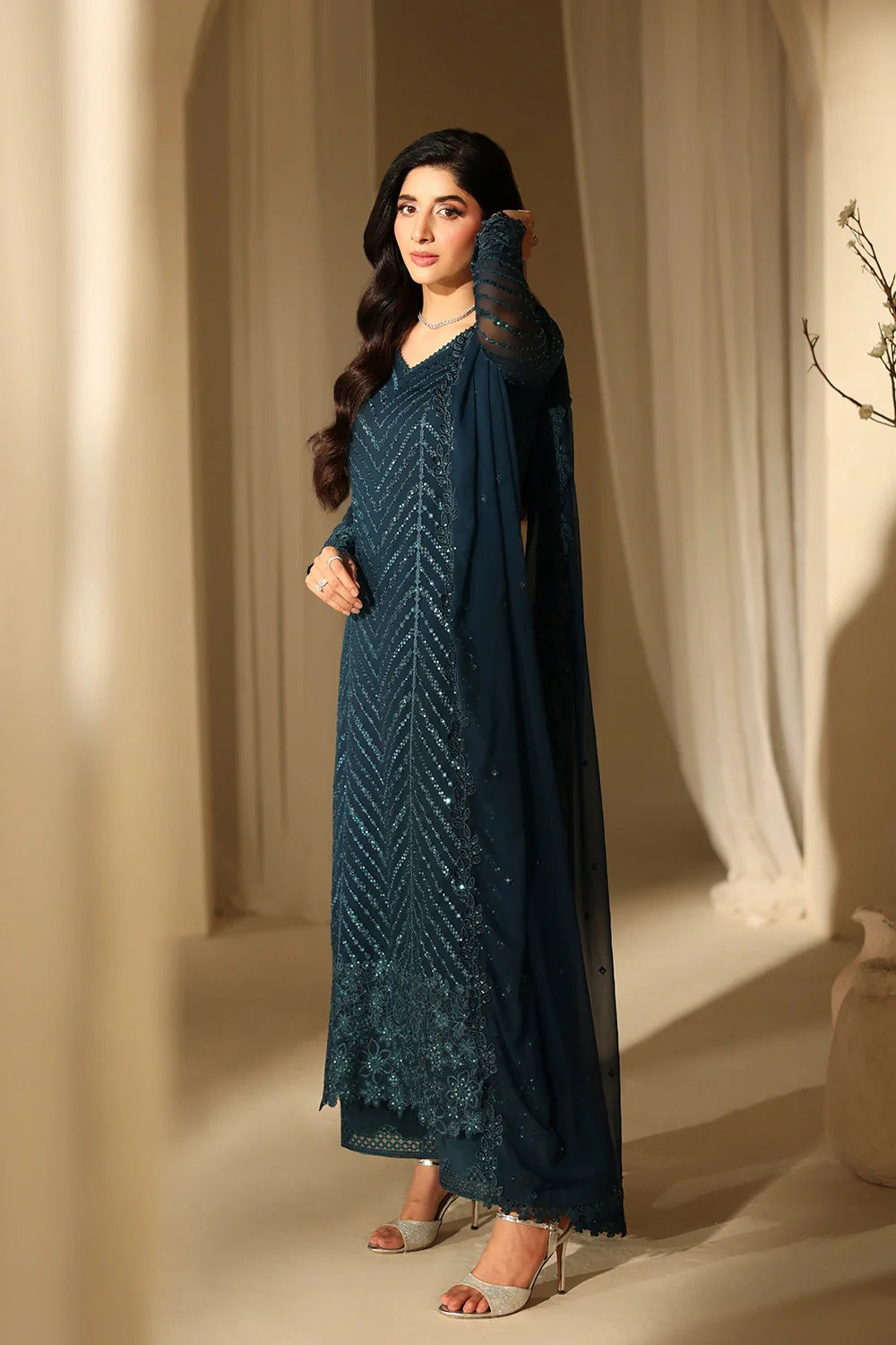 03-Piece Chiffon Suit WIth Embroidery - Ready To Wear