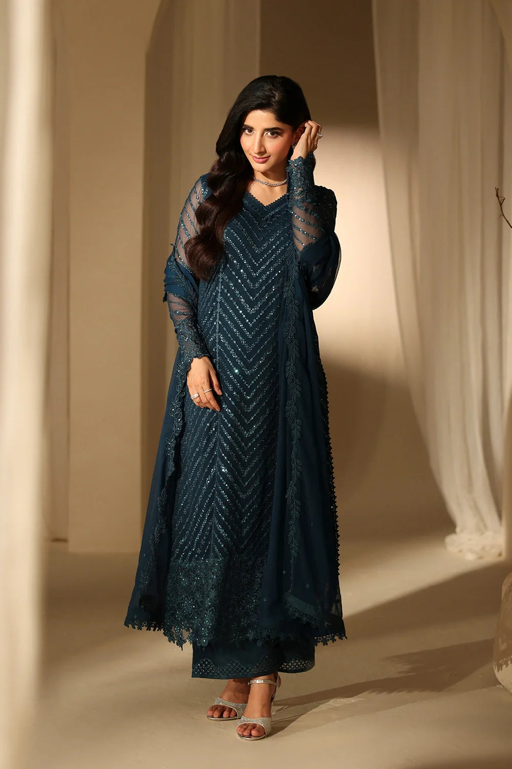 03-Piece Chiffon Suit WIth Embroidery - Ready To Wear