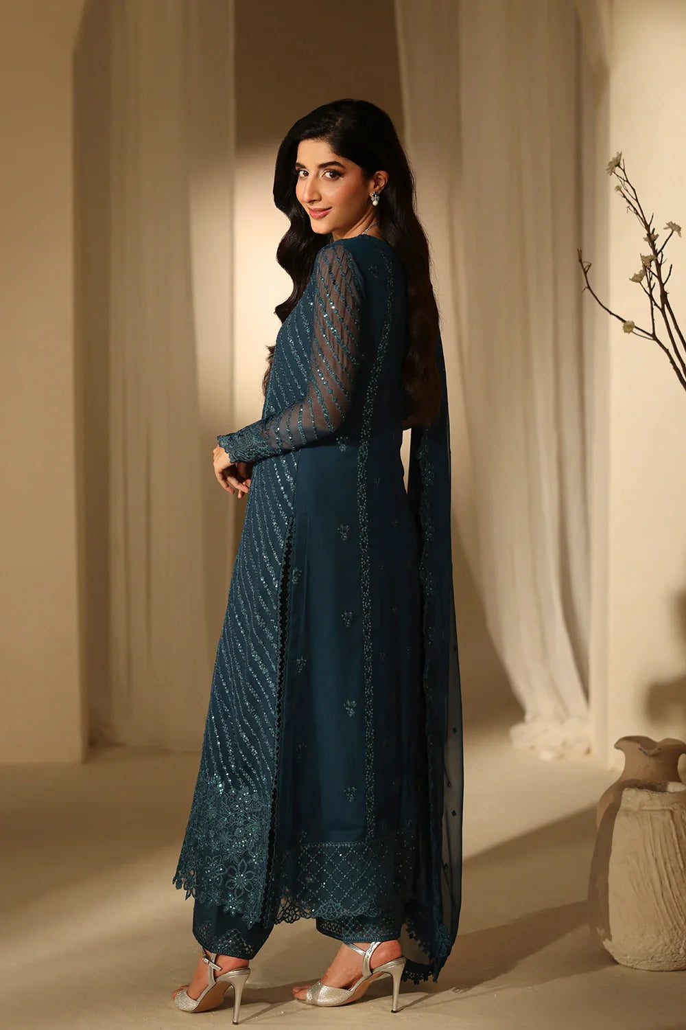 03-Piece Chiffon Suit WIth Embroidery - Ready To Wear