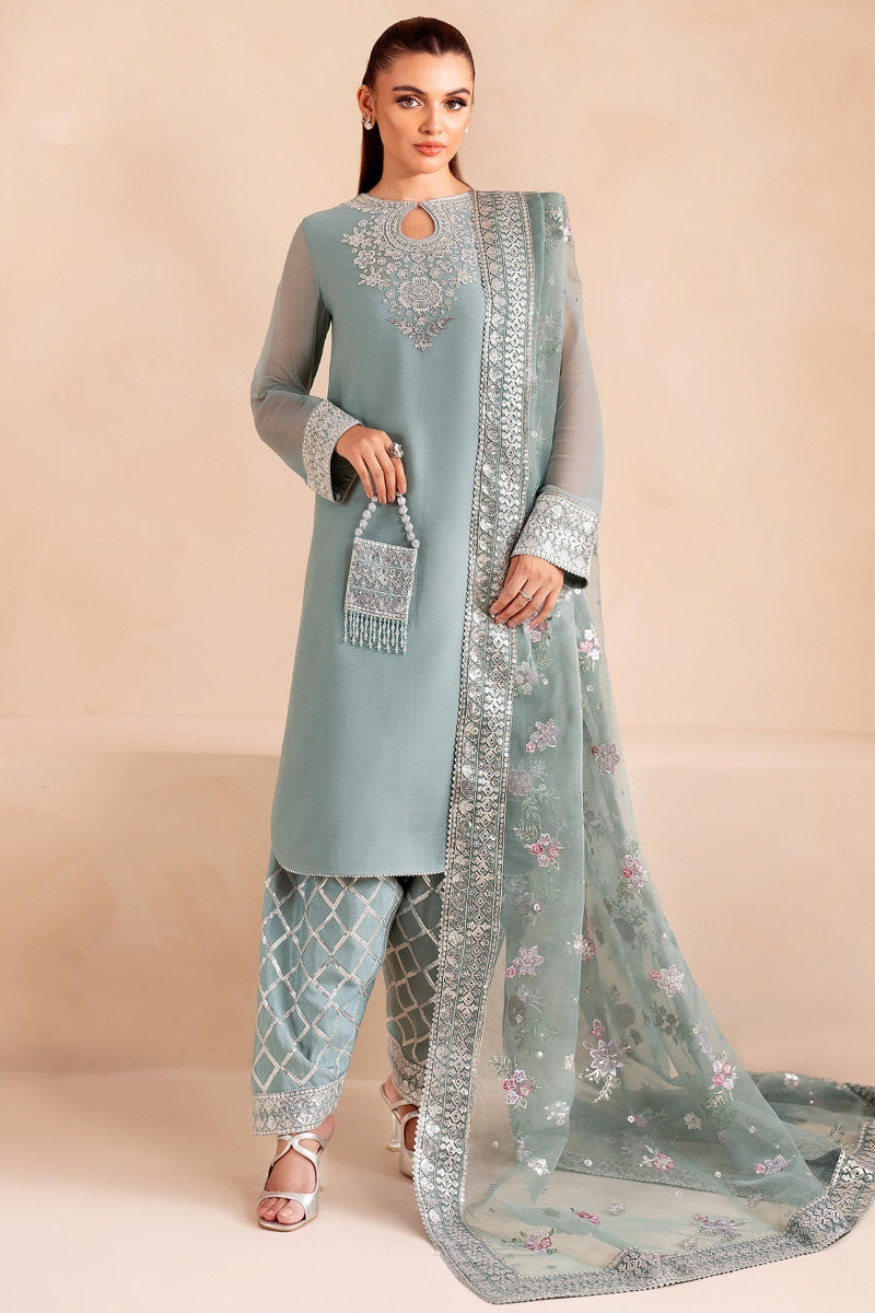 3 Piece Stitched Chiffon & Organza Suit -  Ready  to Wear