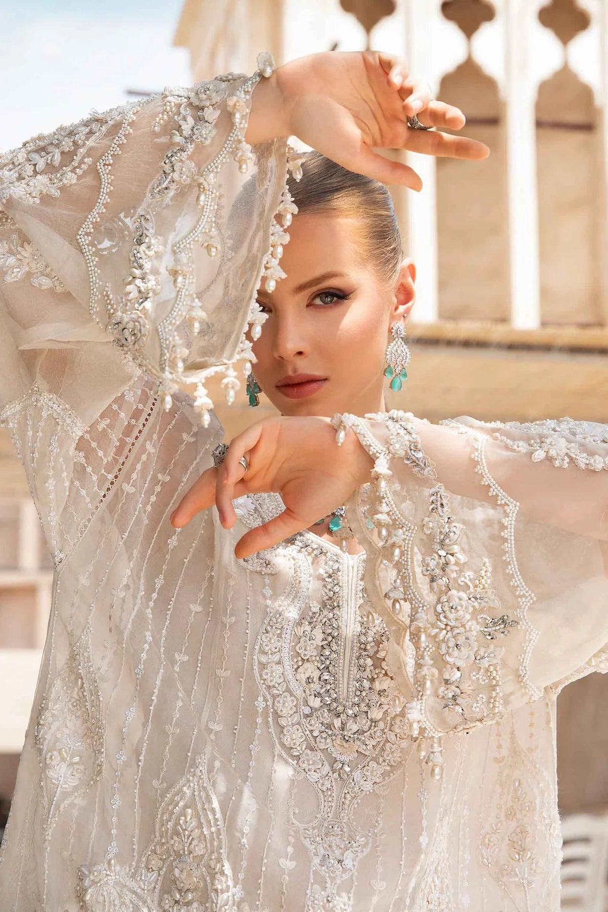 03-Piece Net Suit With Embroidery - Ready To Wear