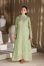 Sage Serenity: Embroidered Chiffon Suit | Ready To Wear